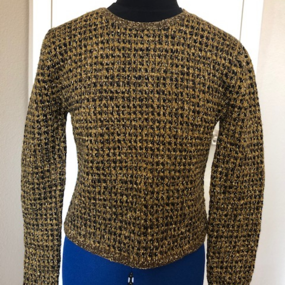 Vintage Black and Gold Wool Saks Fifth Ave Sweater